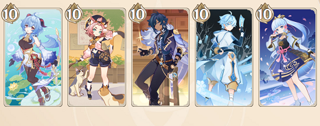 原神七圣召唤角色牌都有几张牌