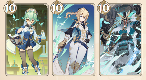 原神七圣召唤角色牌都有几张牌