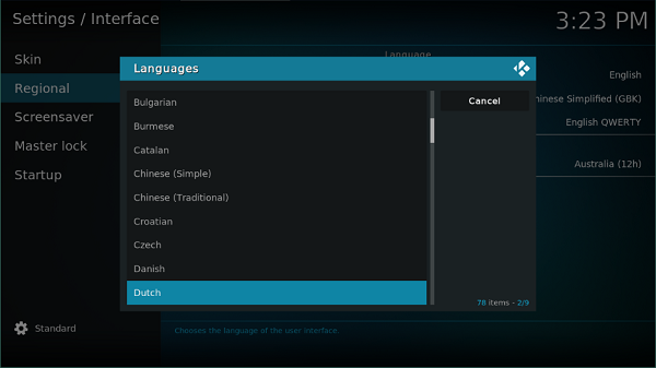 kodi语言选项只有英文怎么办 语言列表只有英文选项解决方法
