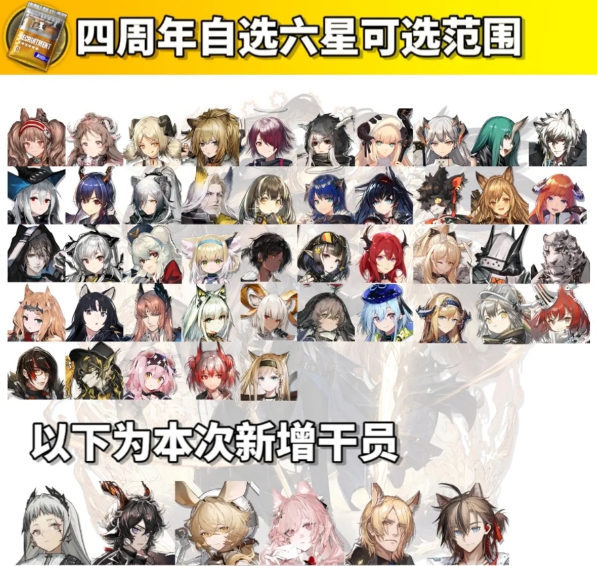 明日方舟四周年自选六星范围