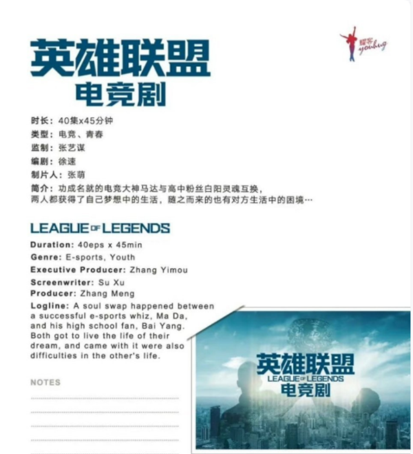 英雄联盟电竞剧将于9月正式开拍，由张艺谋指导！