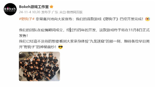 野狗子官宣开发完成